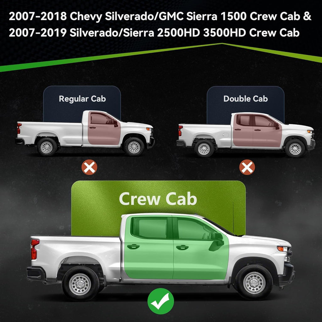 AUTOSAVER88 6 Inches Running Boards Crew Cab Compatible with 2007-2018 Chevy Silverado/GMC Sierra 1500 & 2007-2019 Silverado/Sierra 2500HD 3500HD, Step Pad Design, Stainless Steel Side Steps Nerf Bar