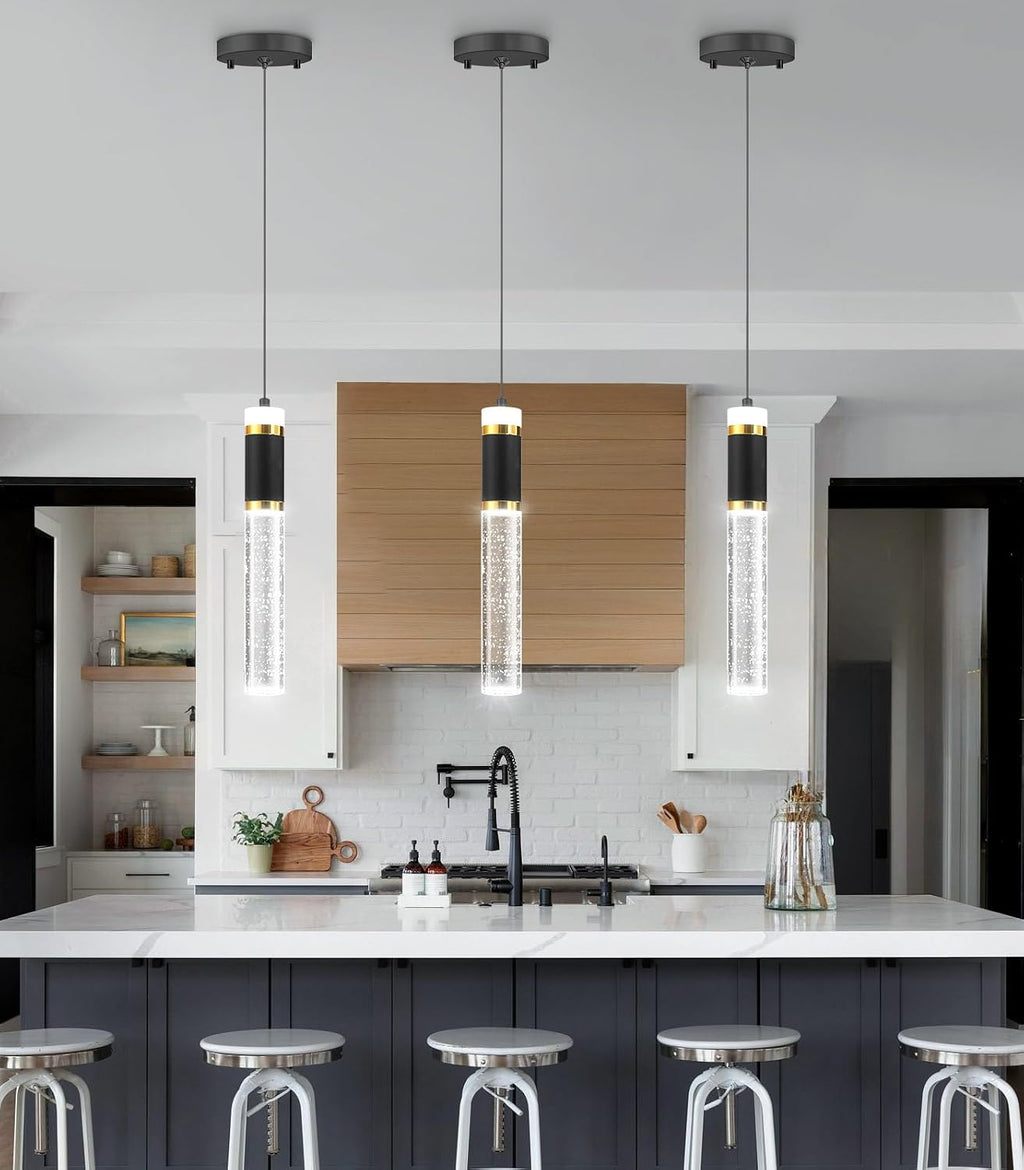 3-packs Pendant Lighting for Kitchen Island Mini Chandeliers Crystal Dining Room Hanging Lights LED Dimmable Drop Lights Ceiling Lighting Fixture Kitchen Sink Light Bathroom Bedroom 2700K 6000K