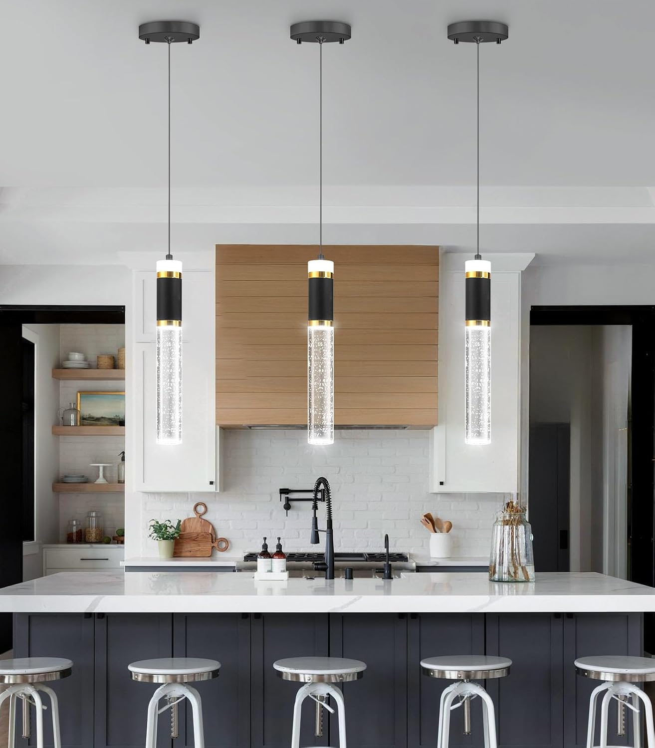 3-packs Pendant Lighting for Kitchen Island Mini Chandeliers Crystal Dining Room Hanging Lights LED Dimmable Drop Lights Ceiling Lighting Fixture Kitchen Sink Light Bathroom Bedroom 2700K 6000K