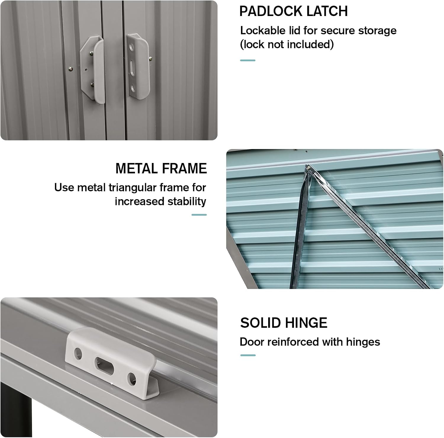 Outdoor Trash Can Storage Shed, Metal Trash Can Enclosure for 2 Trash Cans, Garbage Can Holders for Outside, Garbage Bin Storage Shed for Garden Yard Lawn (5.3 FT, Light Gray)