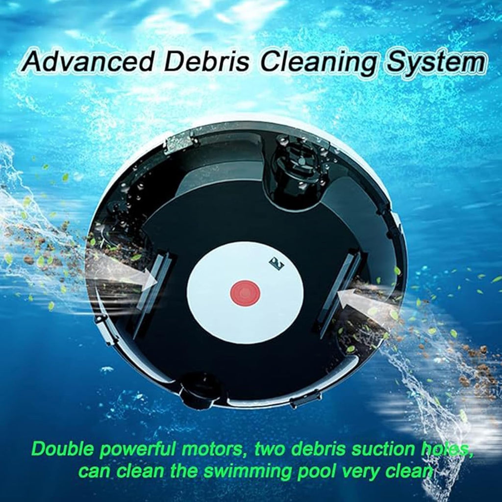 Fully Automatic Wall Climbing Pool Cleaning Robot, with Ultra-Fine Filters - Vacuum Cleaner for Pool,120 mins runtime White (White)