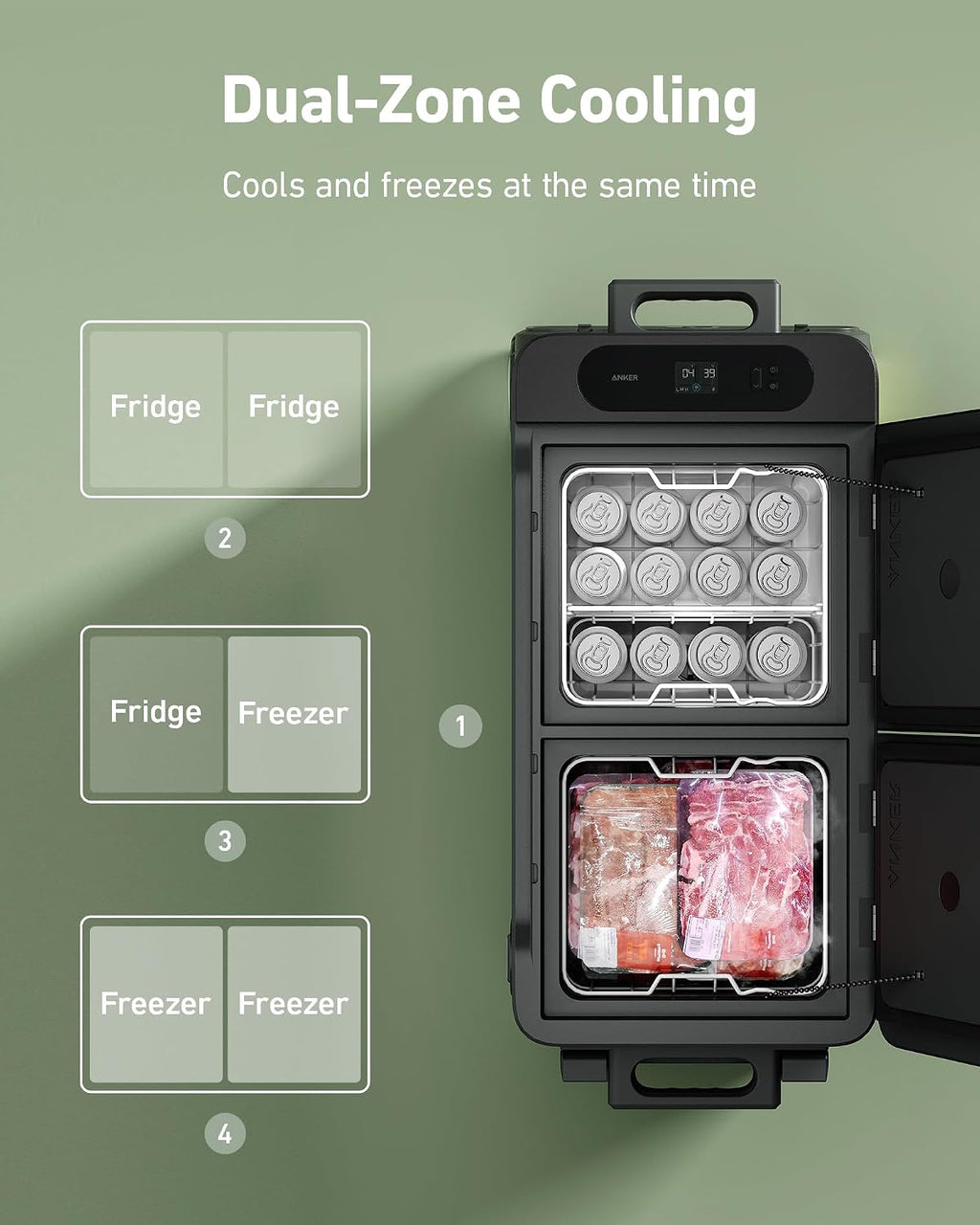 Anker EverFrost 50 Powered Cooler, 53L Portable Refrigerator for Car, Powered Cooler with 299Wh Battery, Powered by AC/DC or Solar, for Outdoor Camping, Travel, and Fishing, Fits in Trucks