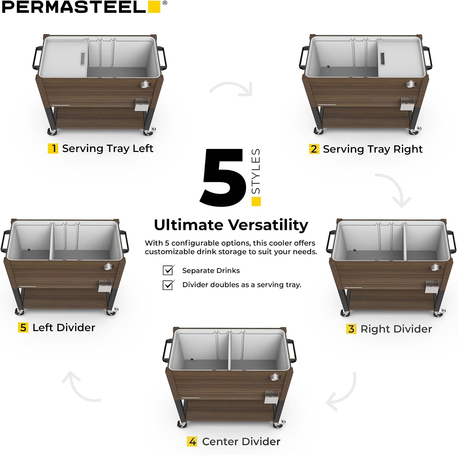 Permasteel 80 Quart Party Cooler, Rolling Ice Chest with Wheels and Handles for Indoor Outdoor Patio
