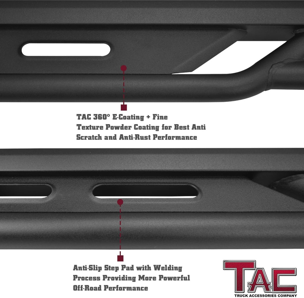 TAC Running Boards Compatible with 2019-2026 Ranger Supercrew Cab| Rocker Steps| Side Steps| Nerf Bars| Rocker Slider| Pickup Truck Exterior Accessories| Fine Texture Black (2pcs)