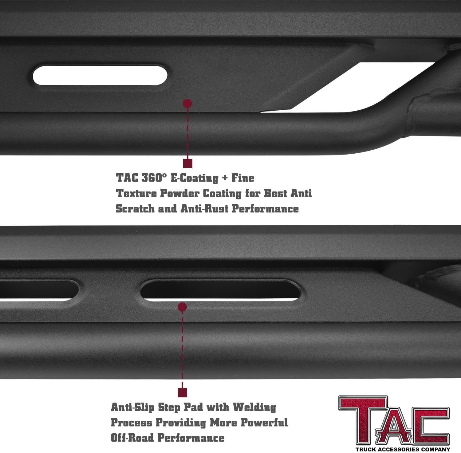 TAC Running Boards Compatible with 2019-2026 Ranger Supercrew Cab| Rocker Steps| Side Steps| Nerf Bars| Rocker Slider| Pickup Truck Exterior Accessories| Fine Texture Black (2pcs)