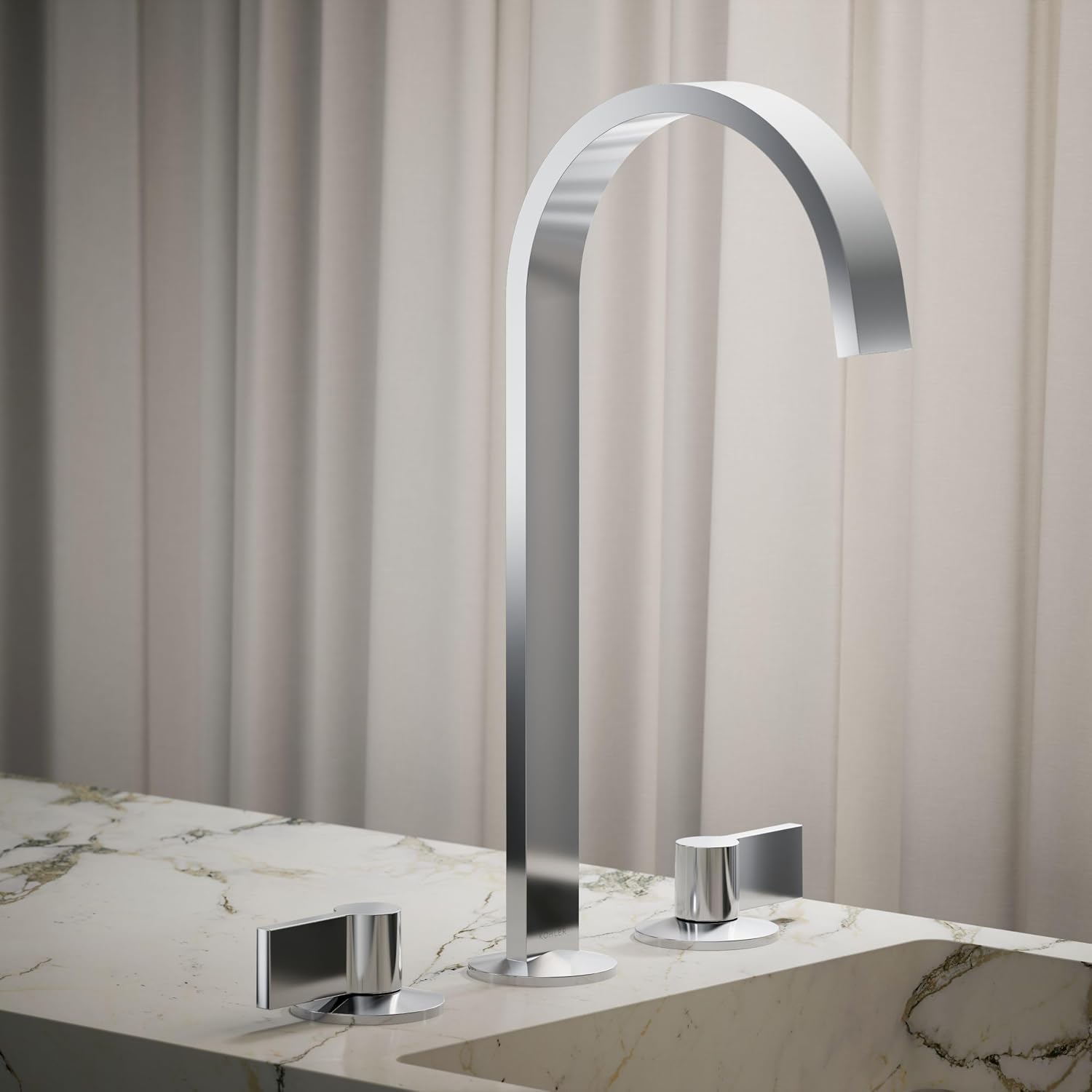 Kohler 77966-CP Components® Bathroom Sink Faucet spout with Ribbon Design, 1.2 gpm, Polished Chrome
