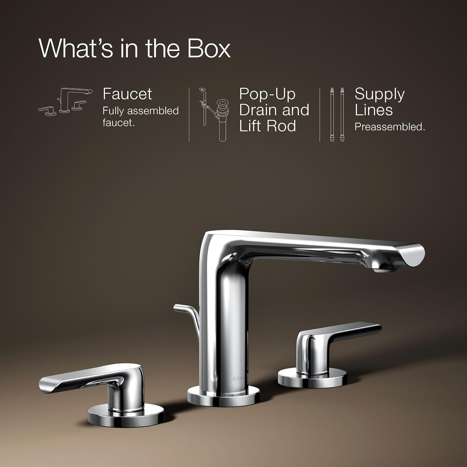 Kohler 97352-4-CP Avid® Widespread Bathroom Sink Faucet, 1.2 gpm, Polished Chrome