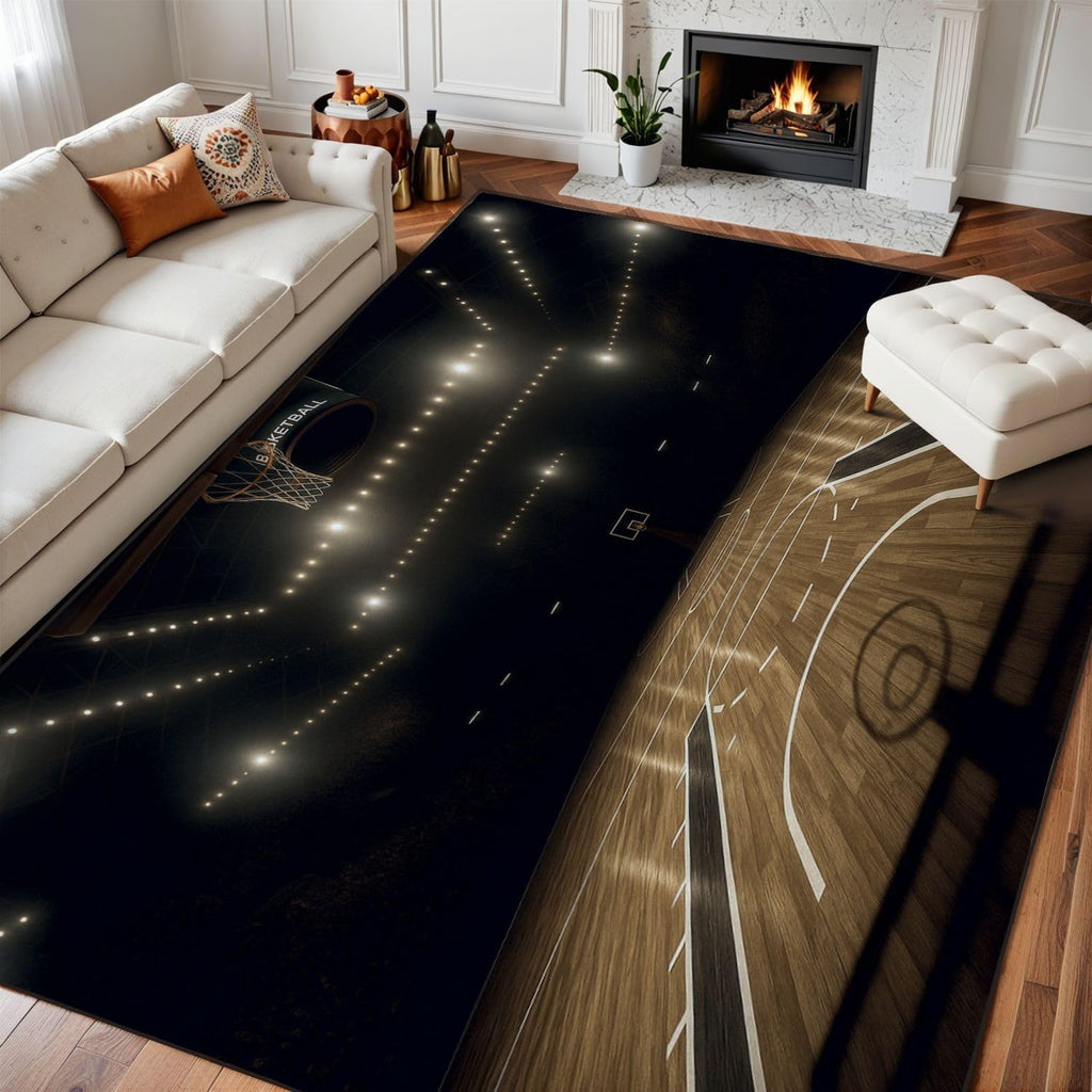 8x10 Area Rugs for Bedroom Boho Washable Rug for Living Room Basketball Carpet for Dining Room Soft Rubber Backed Non-Slip Carpets for Bedroom Office