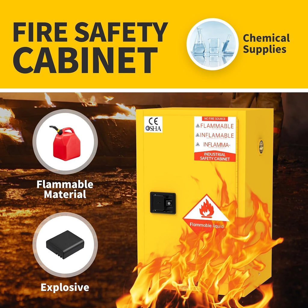 55 Gallon Flammable Cabinet, Galvanized Steel Flammable Storage Cabinet, Adjustable Shelf for Commercial Industrial Home Use 35H x 23W x 23D