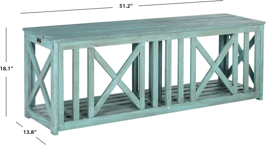 SAFAVIEH Outdoor Collection Branco White and Ash Grey Bench