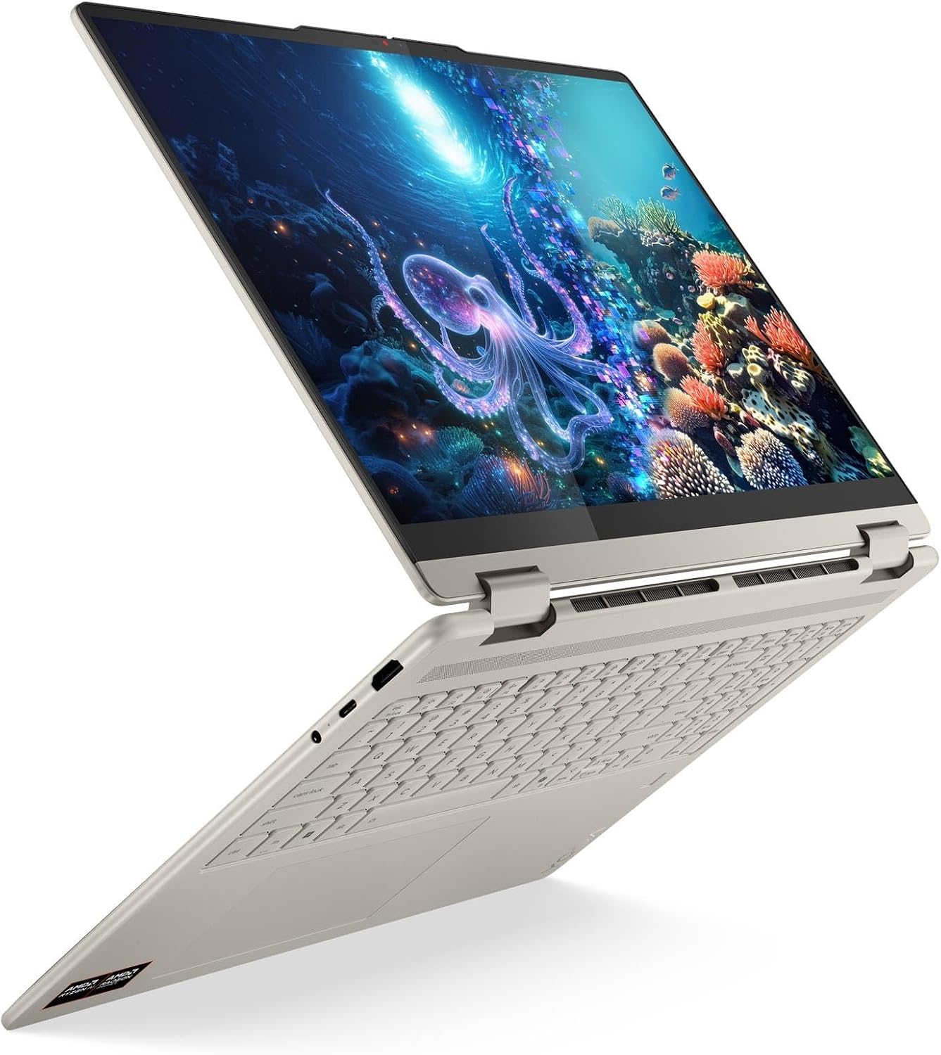Lenovo 2025 Yoga 7 2-in-1 16AKP10 Personal Laptop - 16' 1920x1200 Touchscreen - 8-Core AMD Ryzen AI 7 350-16GB RAM 1TB SSD - Wi-Fi 7 - Fingerprint Reader - FHD 1080p + IR Camera - W11H - Seashell