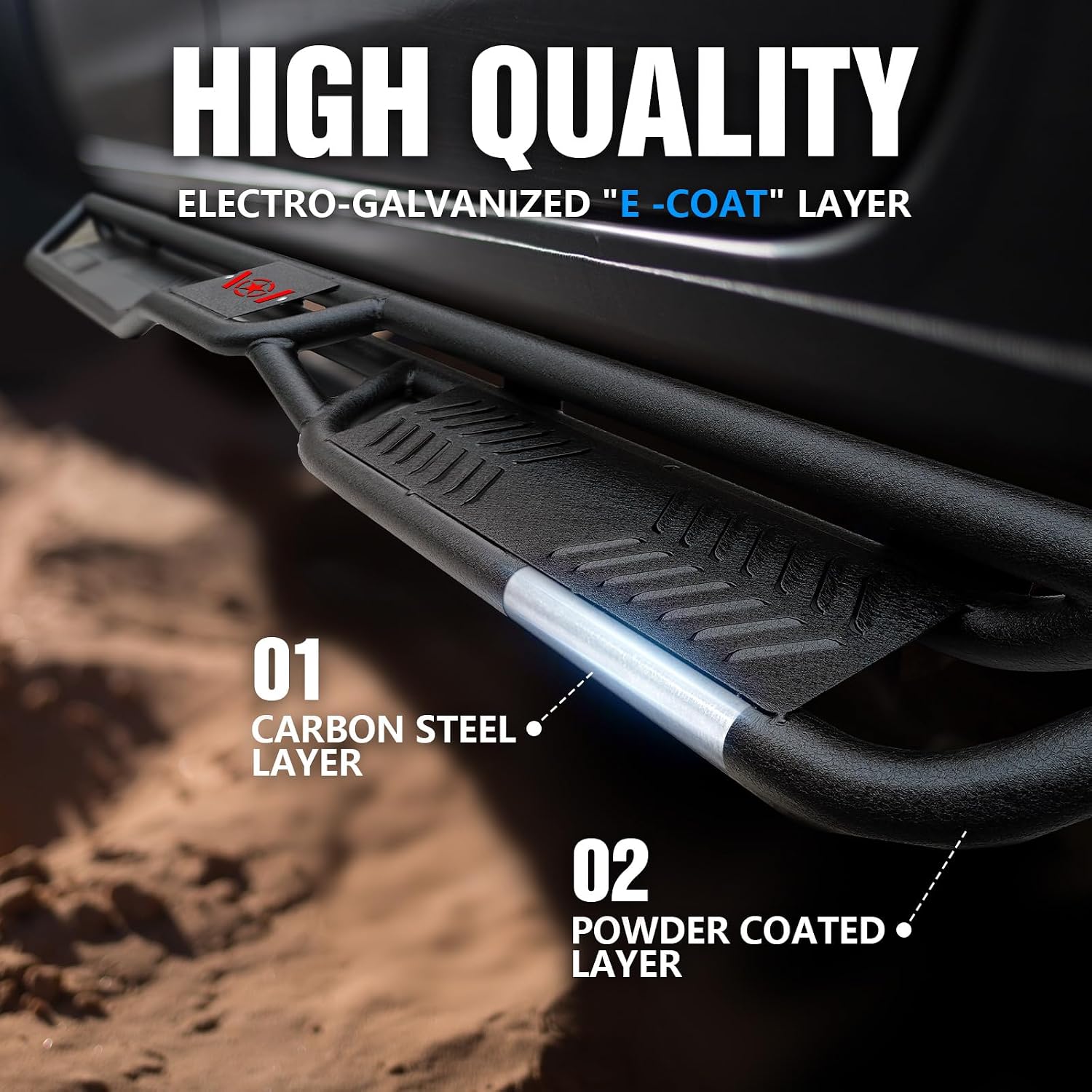 YZONA Running Boards Crew Cab Compatible with 2019-2026 Dodge Ram 1500 New Body Design, Bolt-on Nerf Bar Step Bars, Heavy-Duty Steel Two Stairs Side Steps(Black)