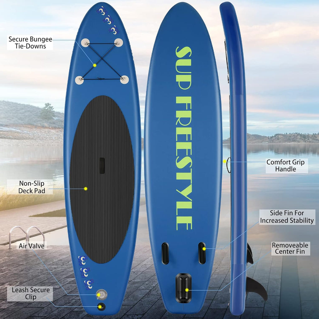 ANCHEER iSUP Inflatable Stand Up Paddle Board with Carry Bag, Floating Paddle, Coil Leash, and Repair Kit with 265 Pound Capacity, Navy Blue