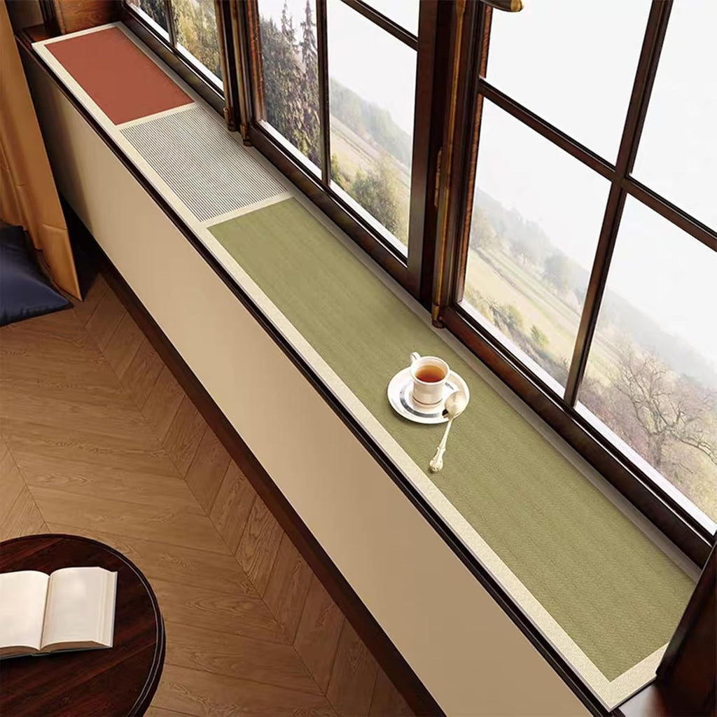 Narrow Window Sill Protector Mat 2mm Thick, Bay Window Waterproof Liner Indoor, Anti-Slip Faux Leather Balcony Cushion Pad, Cut-to-Size(24x71in/60x180cm)