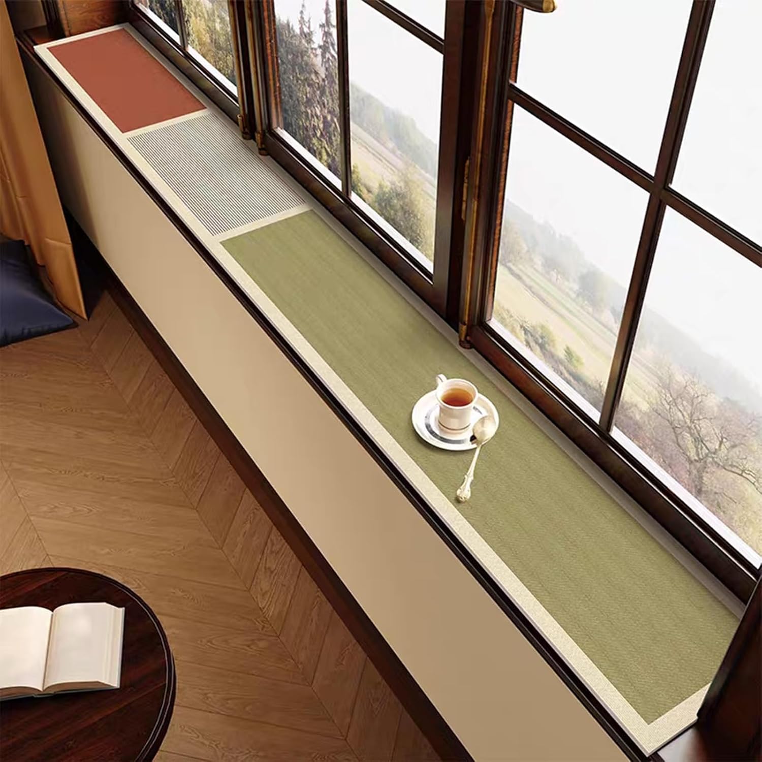 Narrow Window Sill Protector Mat 2mm Thick, Bay Window Waterproof Liner Indoor, Anti-Slip Faux Leather Balcony Cushion Pad, Cut-to-Size(27x59in/70x150cm)
