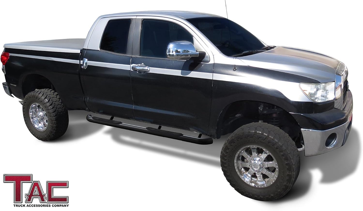 TAC 3' Side Steps Fit 2007-2021 Toyota Tundra Double Cab Truck Pickup Black Side Bars Nerf Bars Step Rails Running Boards Rock Panel Off Road Exterior Accessories (2 PCS Running Boards)