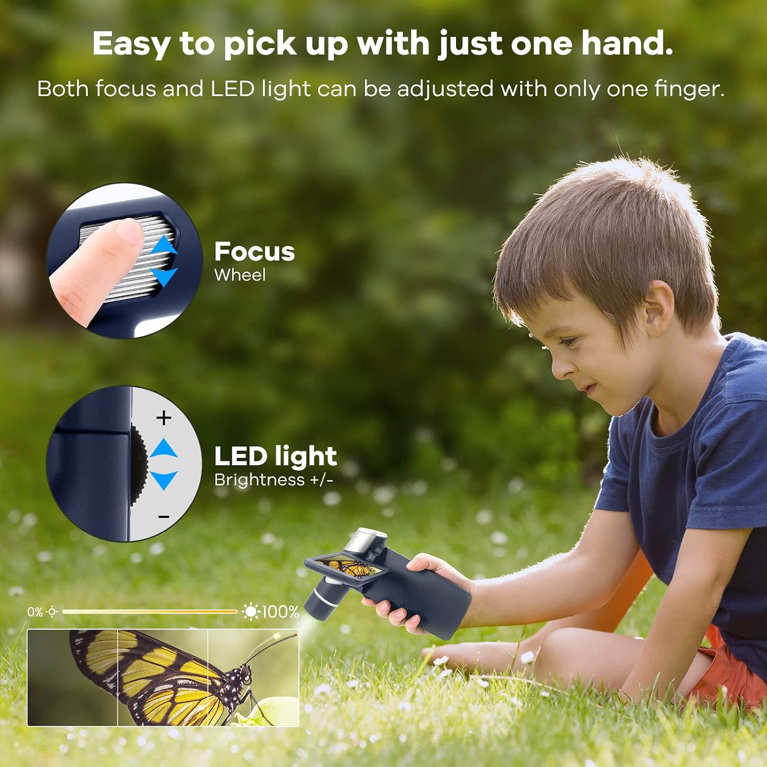 Andonstar AD203S HDMI Digital Microscope for Error Coins with Metal Stand, Handheld Portable USB Microscope Kit for Kids&Adults, 4' LCD Screen, Photo/Video Capture, Windows/Mac PC Compatible(Navy)