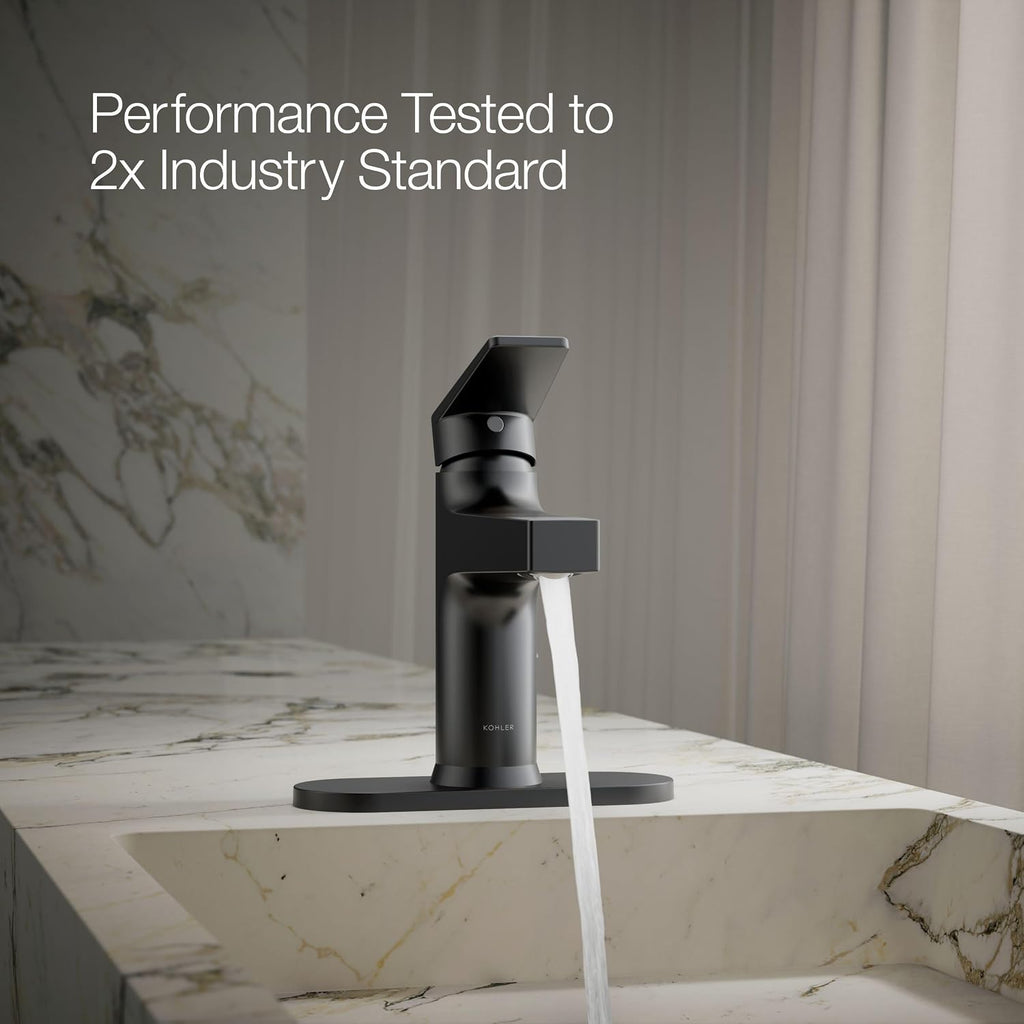 Kohler 74021-4-BL Taut® Single-Handle Bathroom Sink Faucet, 1.2 gpm, Matte Black