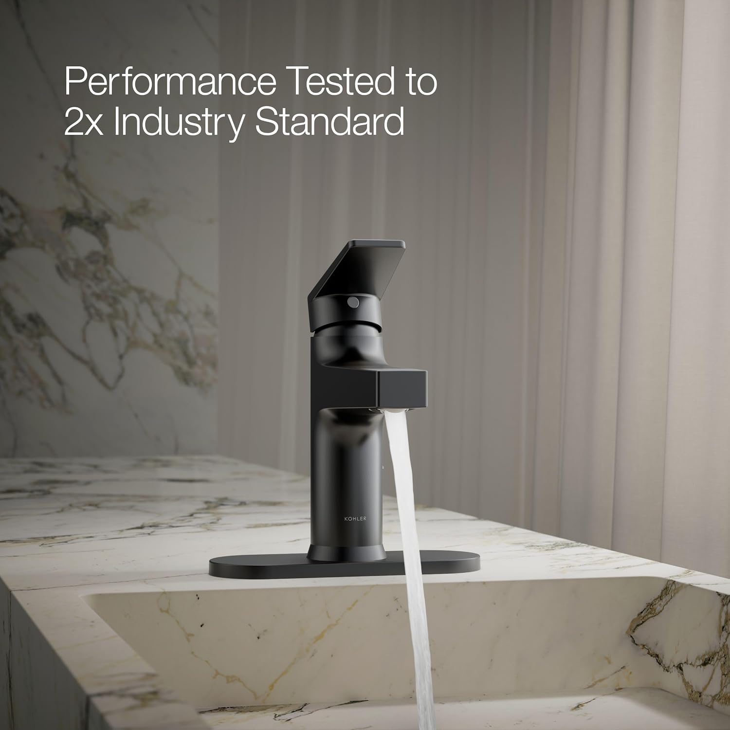 Kohler 74021-4-BL Taut® Single-Handle Bathroom Sink Faucet, 1.2 gpm, Matte Black