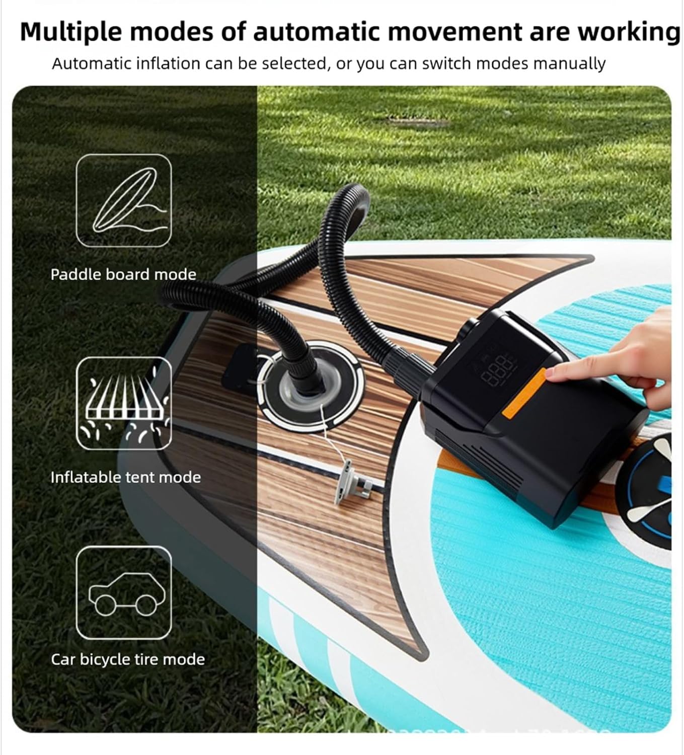 FTVOGUE Electric Paddle Board Pump 50 PSI Auto Off LED Display 5200mAh Battery Powered 12V DC Portable Inflatable Paddle Board Pump for Car Tire Mattress Tents Kayaks
