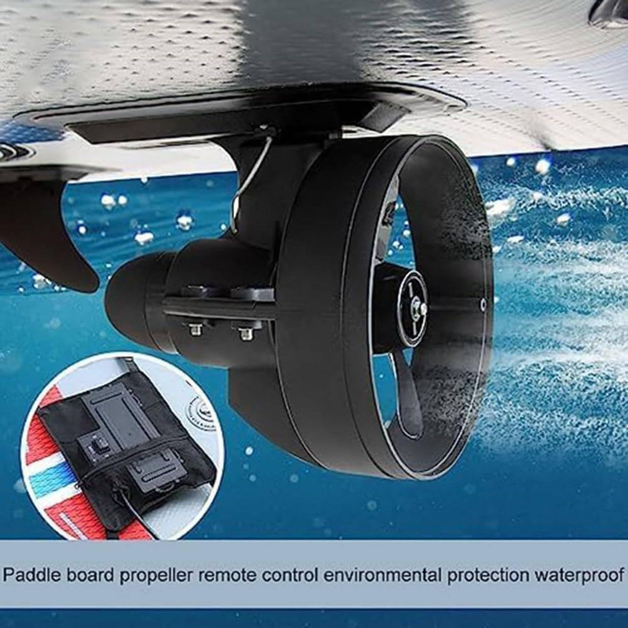 288W Electric Motorized Fin, 12V Thrust Surfboard Underwater Thruster, Surf & SUP Fin Battery Electric Fin Stand Up Paddle Board Motor for Kayak Fishing Boat Paddle Board
