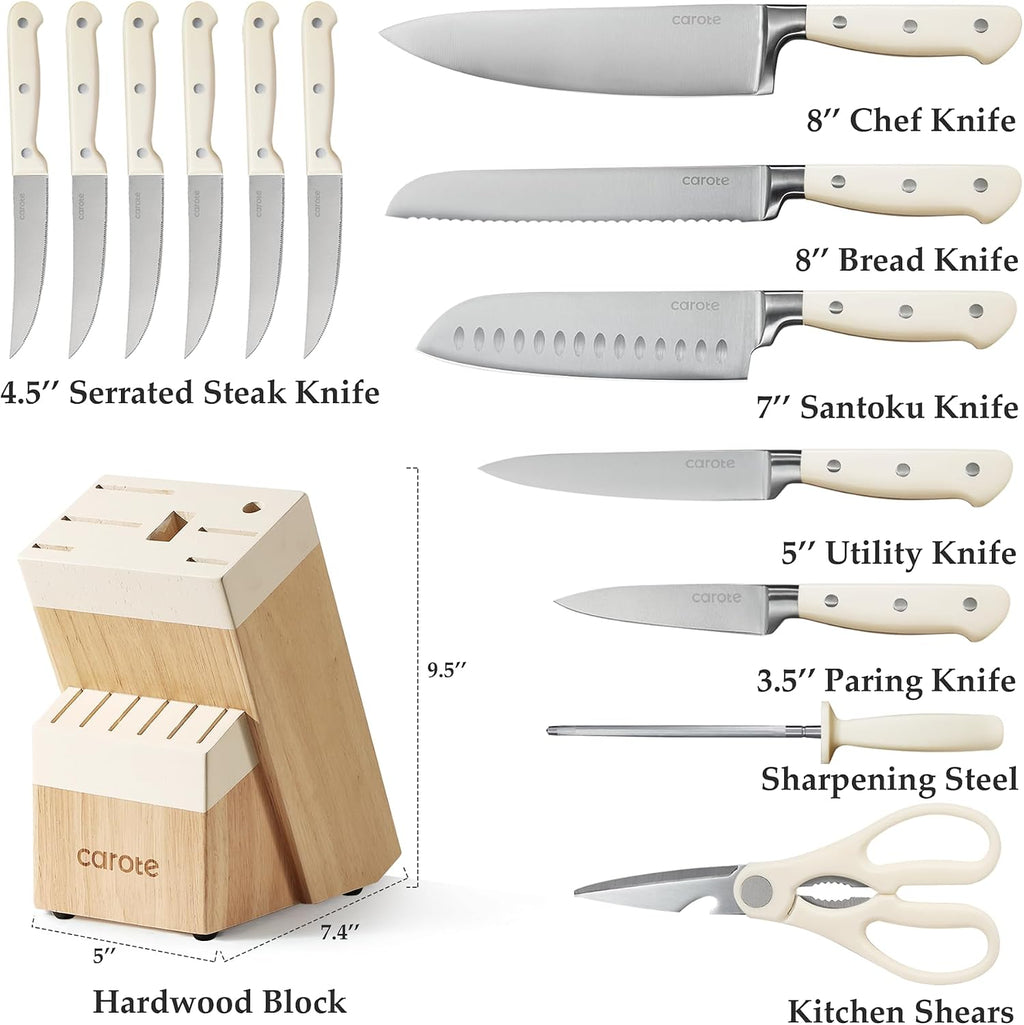CAROTE 36Pcs Knife Utensil Set