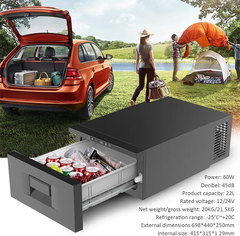 Drawer Auto Car Refrigerator 12V/24V Outdoor Picnic Cooler 22L Compressor Portable Freezer Fridge Quick Refrigerate Travel