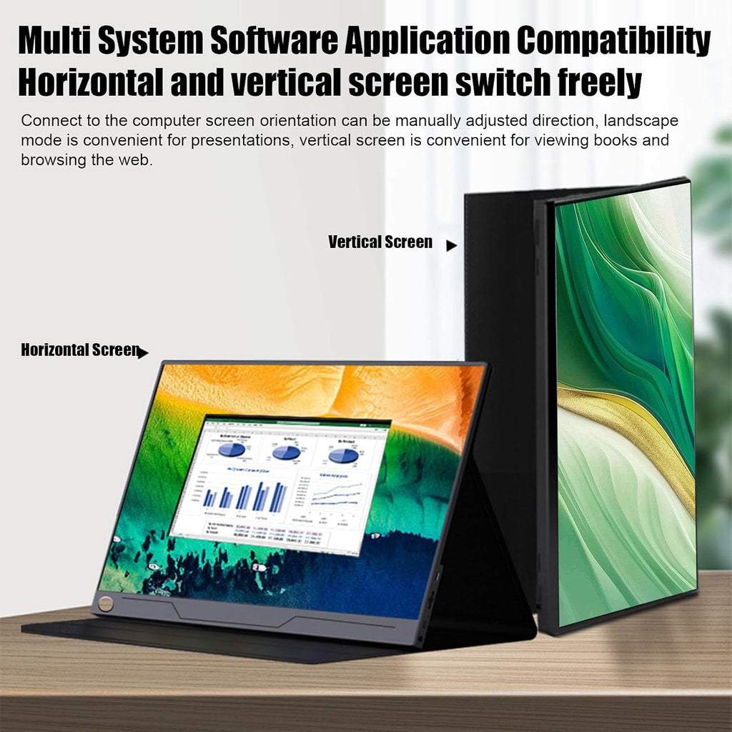 Laptop Screen Extender, 14in Laptop Monitor Extender with 1080 Display, Support Double USB C, Built - in Speakers for Office and Home