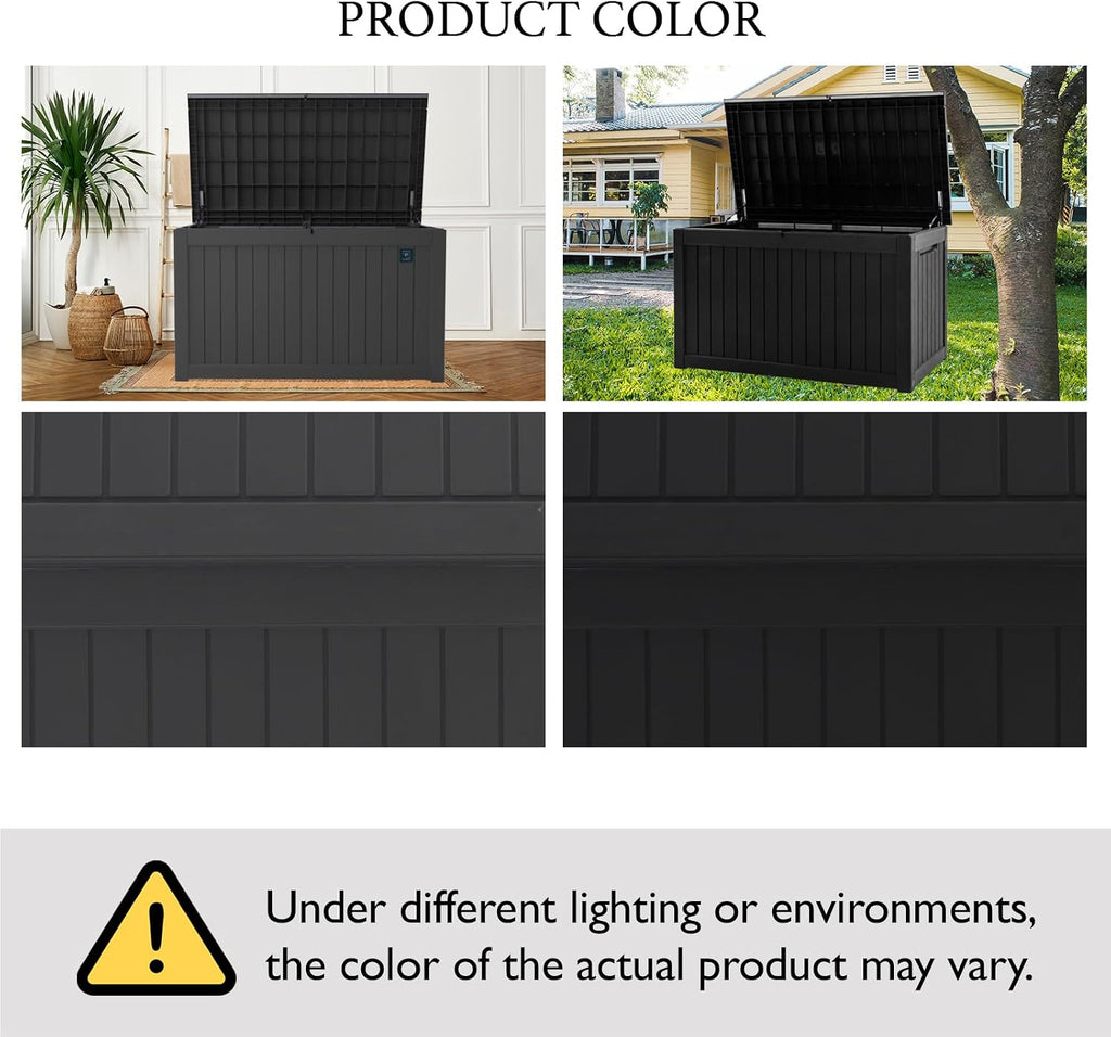 AJP Distributors Outdoor Storage Shed, Large Resin Storage Box, Waterproof and lockable, suitable for garden, patio, garage, backyard storage (Blcak, 230gal)