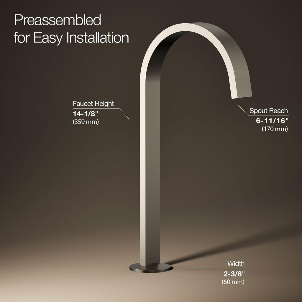 Kohler 77966-BN Components® Bathroom Sink Faucet spout with Ribbon Design, 1.2 gpm, Vibrant Brushed Nickel