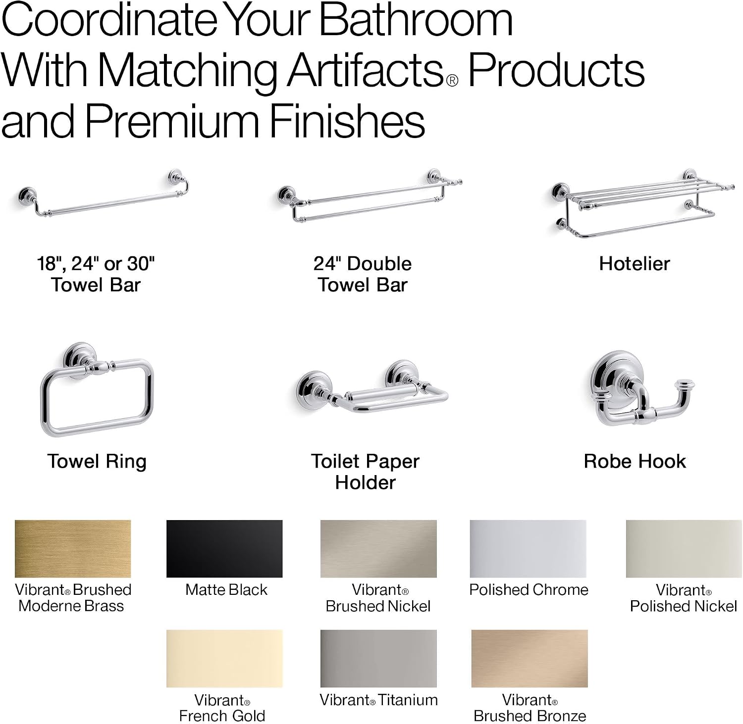 Kohler 72570-BV Artifacts® 24' Double Towel bar, Vibrant Brushed Bronze