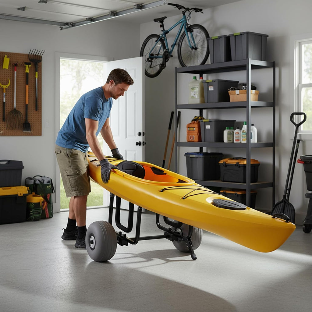 Kayak Cart, Detachable Kayak Dolly Cart Paddle Board Cart with 11' Balloon Wheels for All Terrain
