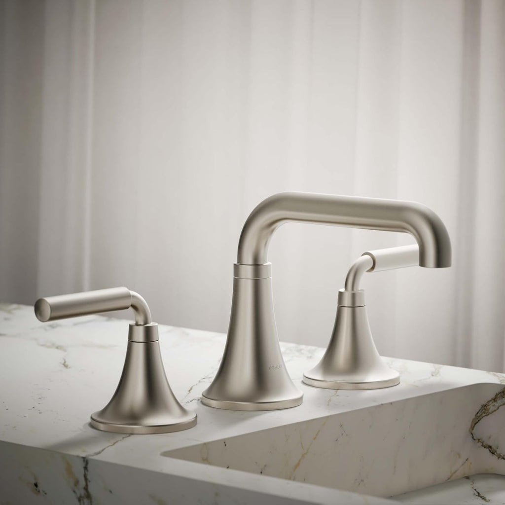 KOHLER 27416-4N-BN K-27416-4N-BN Tone Widespread Bathroom Sink Faucet, 5 GPM, Vibrant Brushed Nickel