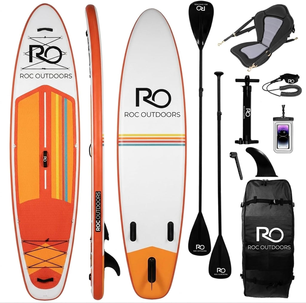 Roc Inflatable Stand Up Paddle Board 10' 6' with Premium SUP Paddle Board Accessories, Wide Stable Design, Non-Slip Comfort Deck for Youth & Adults