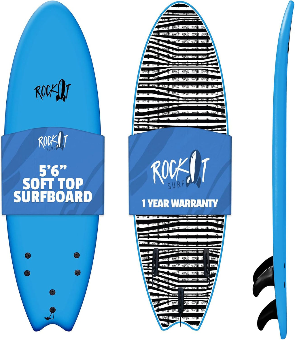 Rock-It 6' Albert Performance Fish Soft Top Surfboard Surf Board, Foam Surfboard, Kids Surfboard, Adult Surfboard, Tabla De Surf, Beginner Surfboard