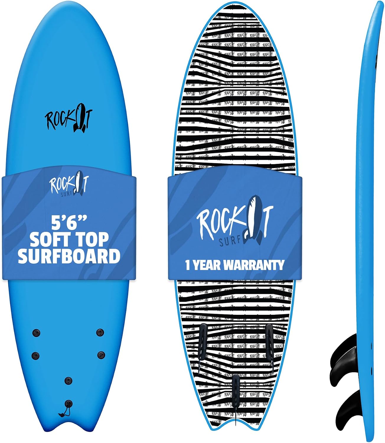 Rock-It 6' Albert Performance Fish Soft Top Surfboard Surf Board, Foam Surfboard, Kids Surfboard, Adult Surfboard, Tabla De Surf, Beginner Surfboard