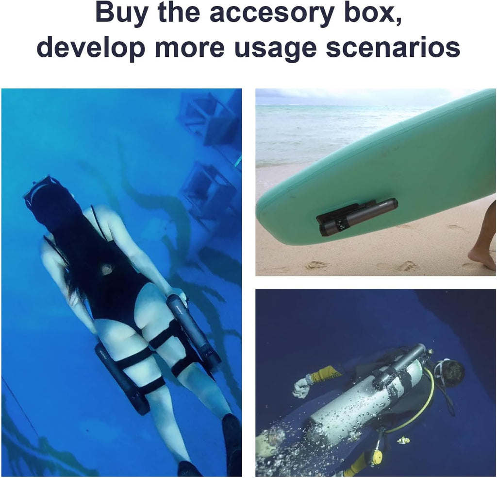 Waydoo Subnado Underwater Scooter, Sea Scooter with Thumb Control for SUP Paddle Board, Pool, Diving & Snorkeling, Compact & Portable Water Scooter for Adults & Kids, Gray/Red