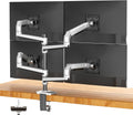Heavy Duty Quad Monitor Mount Desk Stand, Mechanical Spring 4 Monitor Arm Fits Four 13-40 Inch Screens up to 25 lbs Each, Fully Motion VESA Mount Base (C-Clamp/Grommet), Premium Aluminum, Silver