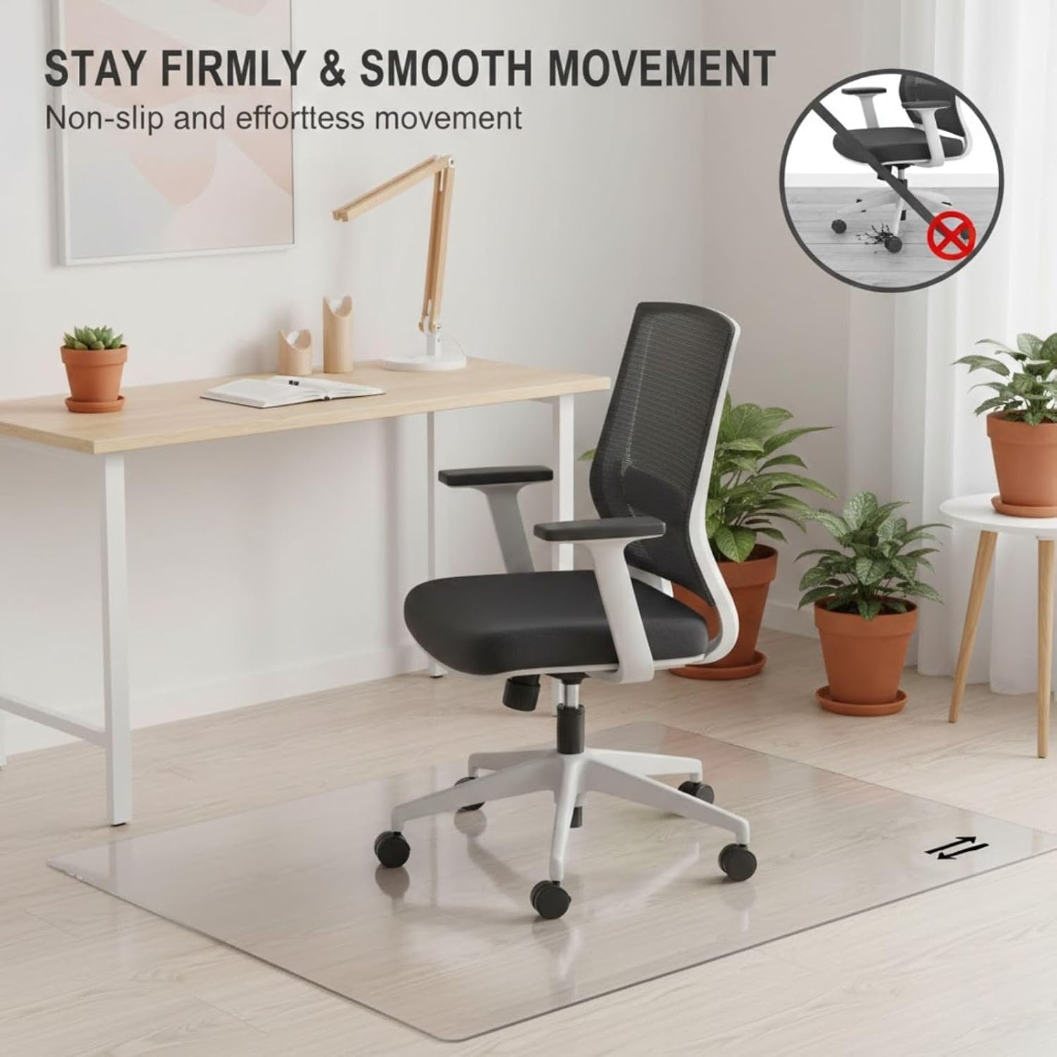 Clear PVC Plastic Office Chair Mat for Carpet，Easy Clean Desk Chair Mat for Hardwood Floor，Heavy Duty Desk Mats，0.08in Plastic Floor Mats for Office, Non-Slip, Rounded Corners(72' x 79')