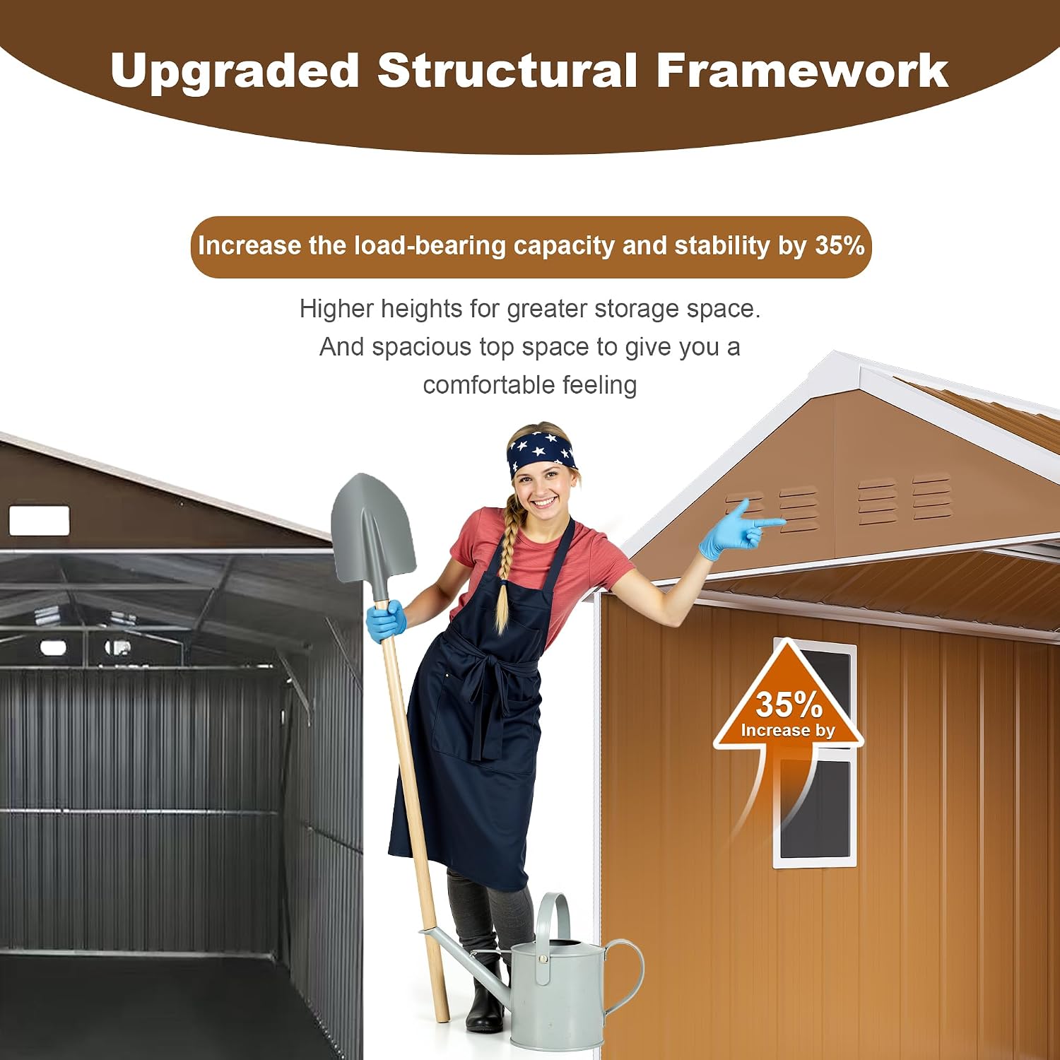 6x4 FT Heavy-Duty Outdoor Metal Storage Shed with Windows, Lockable Door & Ventilation, Weatherproof Garden Shed for Backyard, Lawn Mower, and Tool Organization (Brown, 6X4 FT)