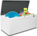 230 Gallon Large Deck Box, Durable Waterproof Resin Deck Box for Patio Furniture, Garden Tools, Pool Storage (White, 150Gallon)
