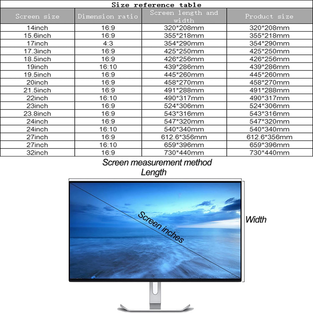Privacy Screen Anti Peeping Film for Diagonal 14-32 inch Aspect 16:9 4:3 16:10 Computer Monitor LED Screen Laptop Screen Privacy Shield Protector,32in 16:9