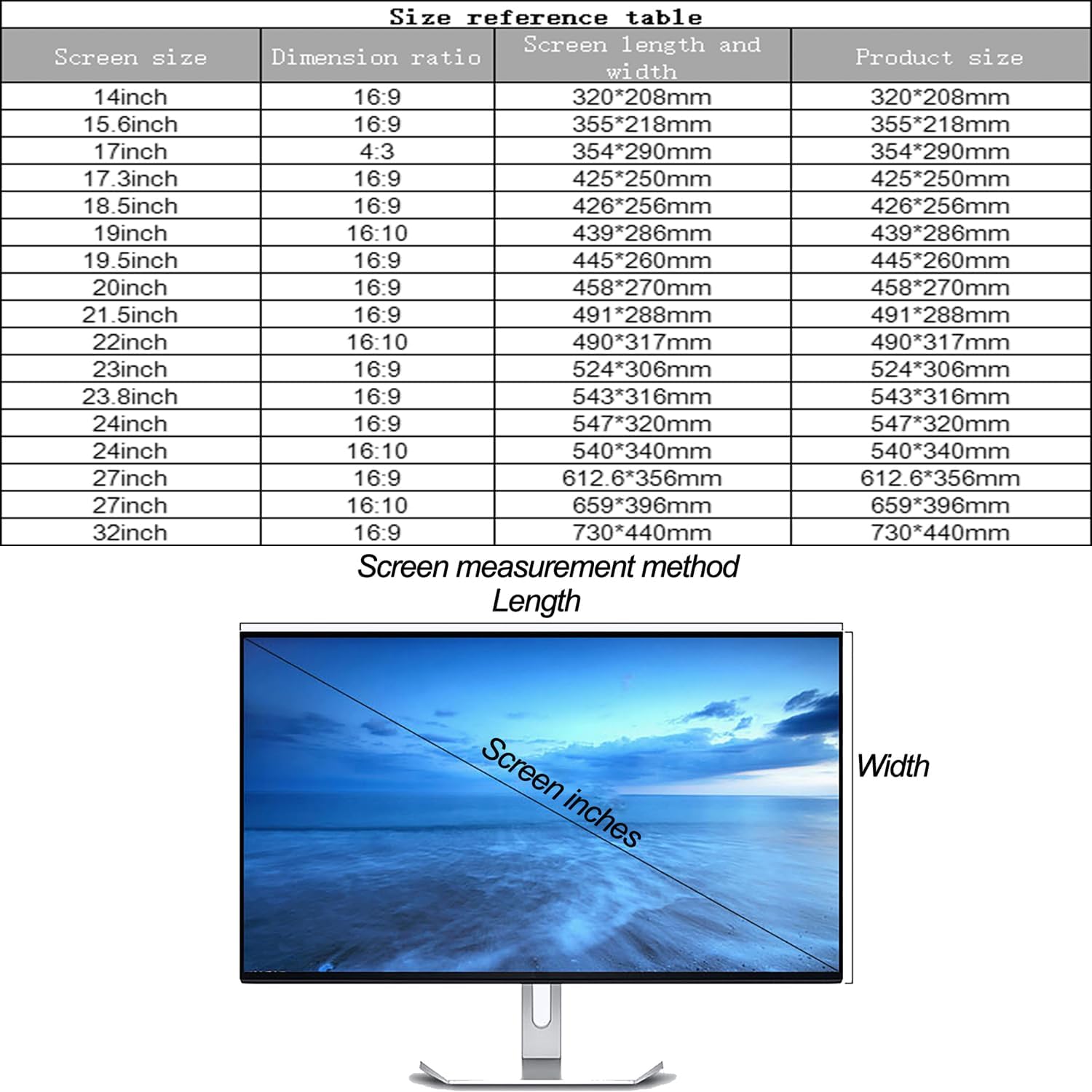 Privacy Screen Anti Peeping Film for Diagonal 14-32 inch Aspect 16:9 4:3 16:10 Computer Monitor LED Screen Laptop Screen Privacy Shield Protector,32in 16:9