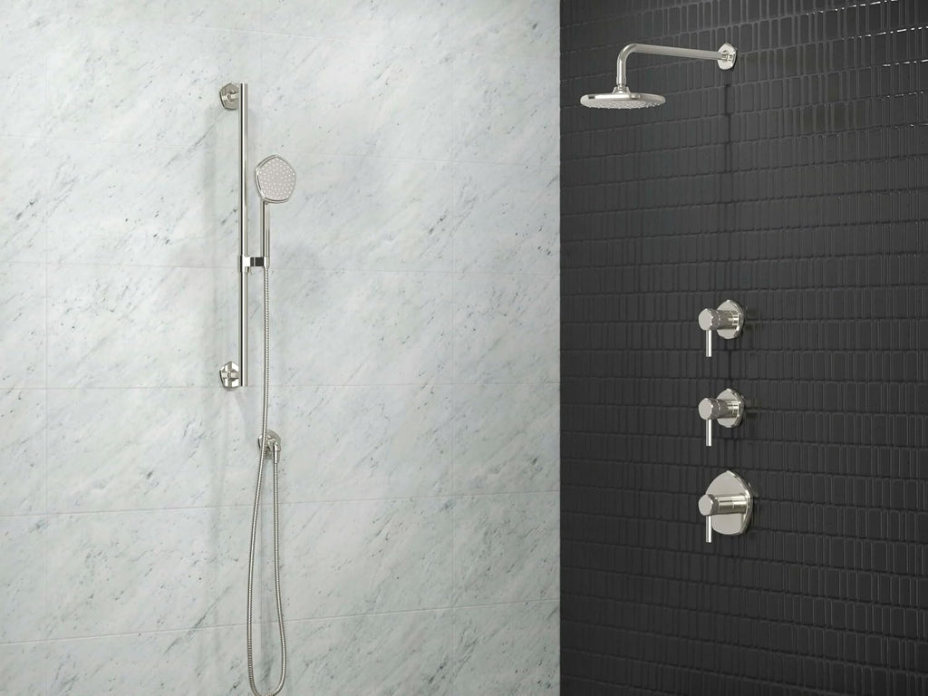 Kohler T27040-4-BMB OCCASION™ Thermostatic valve trim with lever handle, Matte Black w/Moderne Brass