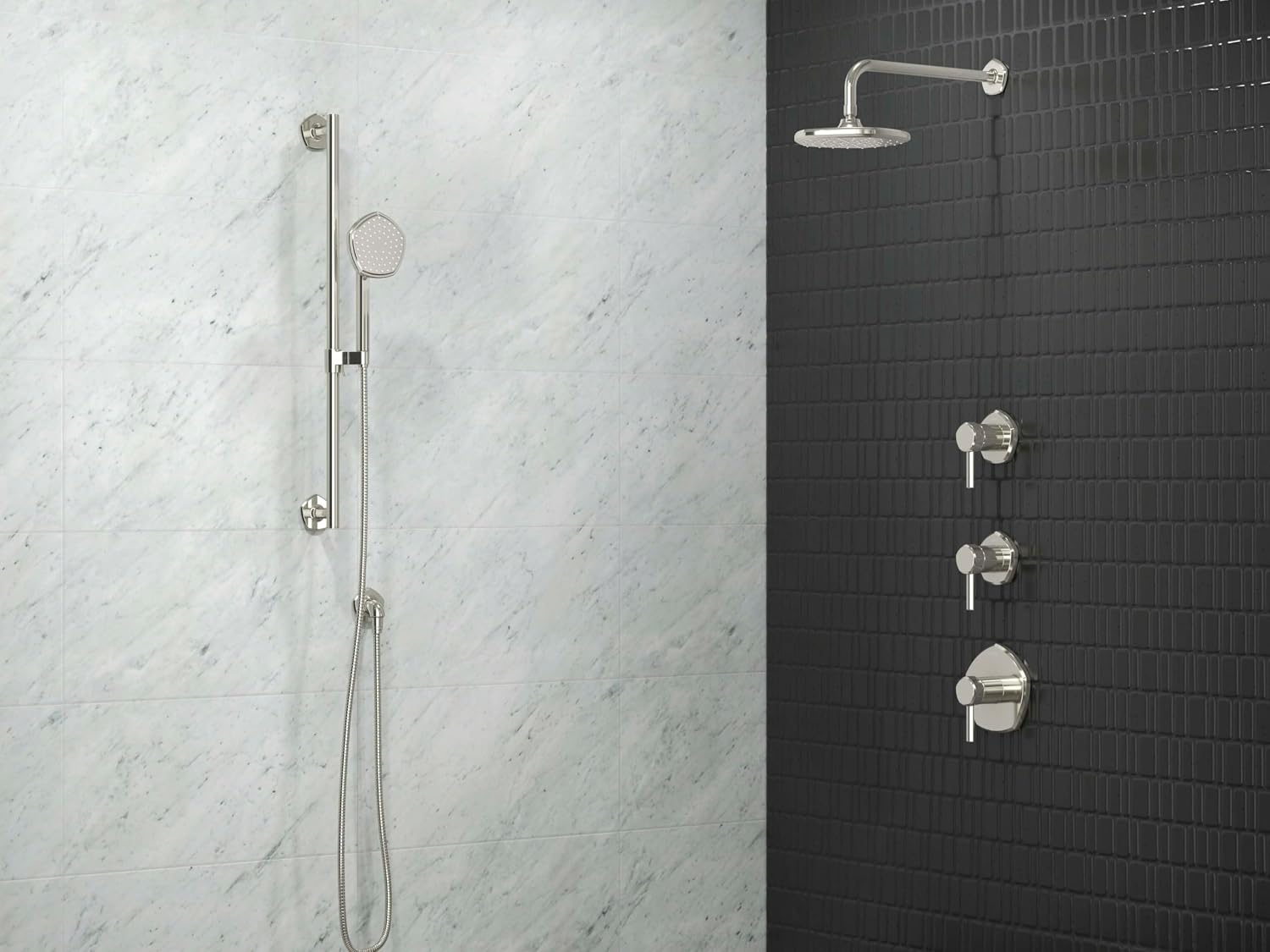 Kohler T27040-4-BMB OCCASION™ Thermostatic valve trim with lever handle, Matte Black w/Moderne Brass
