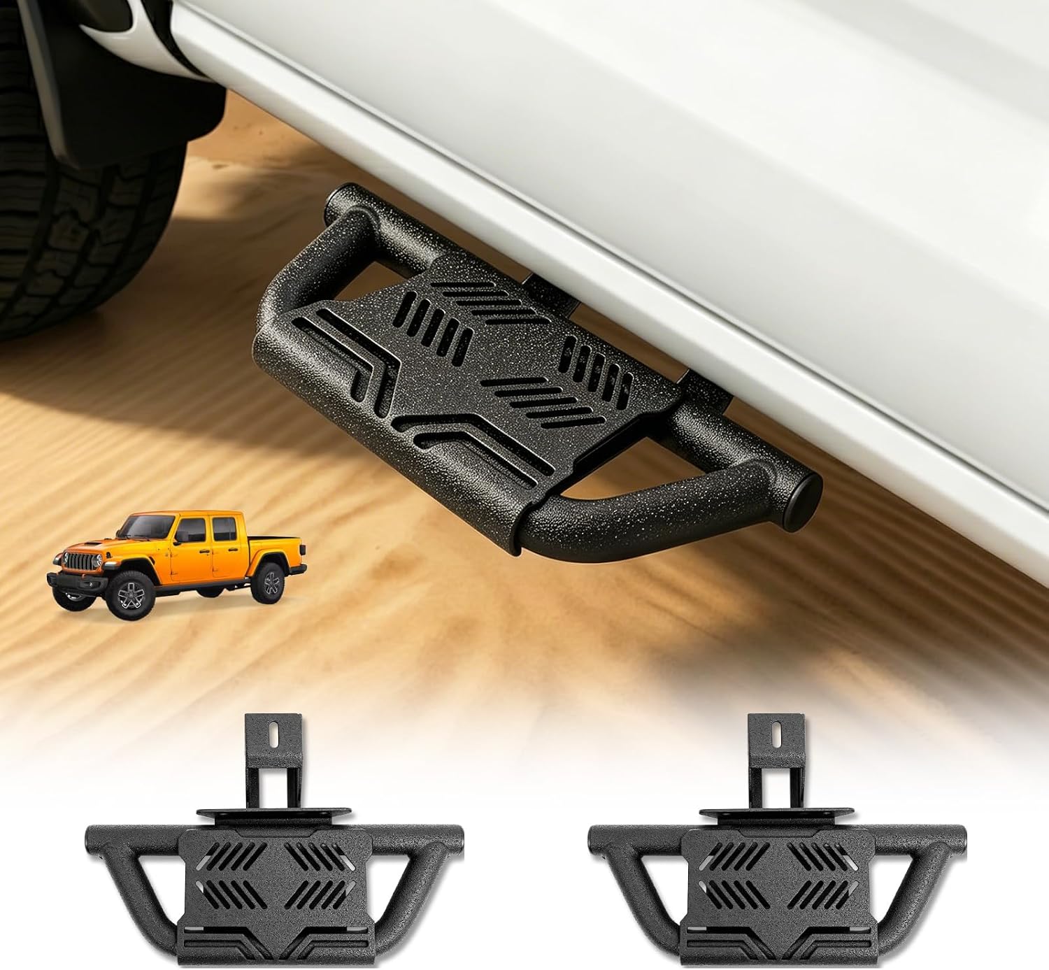 Trumgeta Auxchemic Anti-Rust Running Boards Fit for 2019-2026 Jeep Gladiator JT 2/4 Door, Scratch Resistant Side Steps, Heavy Duty Carbon Steel 350 LBS Load, Off-Road Rock Protection