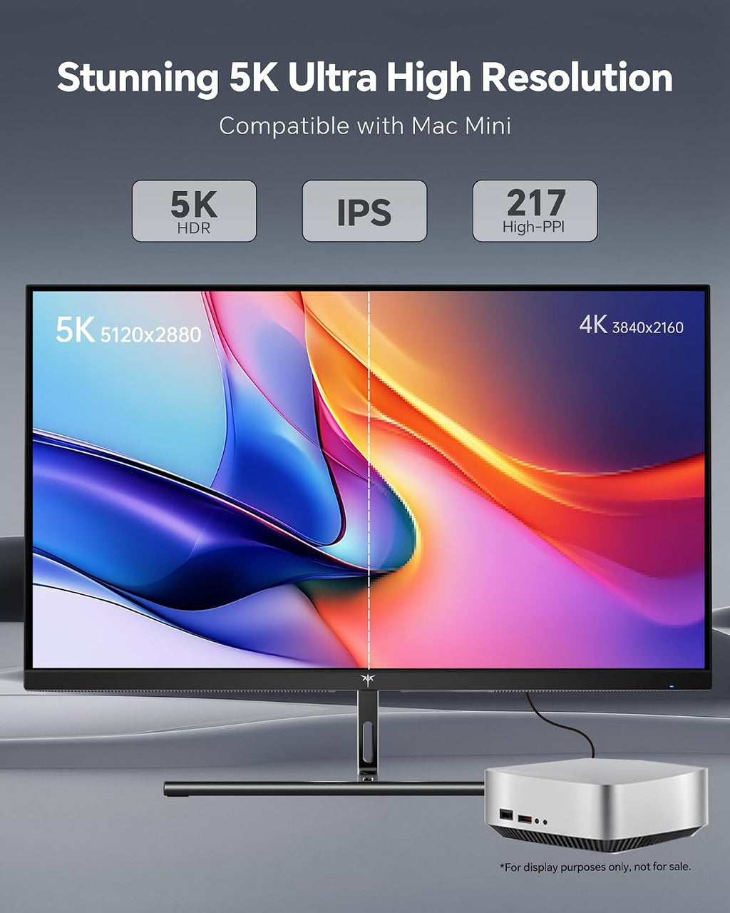 KTC 27 Inch 5K Monitor, 5120 x 2880 5K2K Monitor with 65W Type-C Port, Dual Mode Computer Monitors Compatible with Mac mini, IPS Panel, HDR 400, 217 PPI, 135% sRGB, Tilt, H27P3 (Renewed)