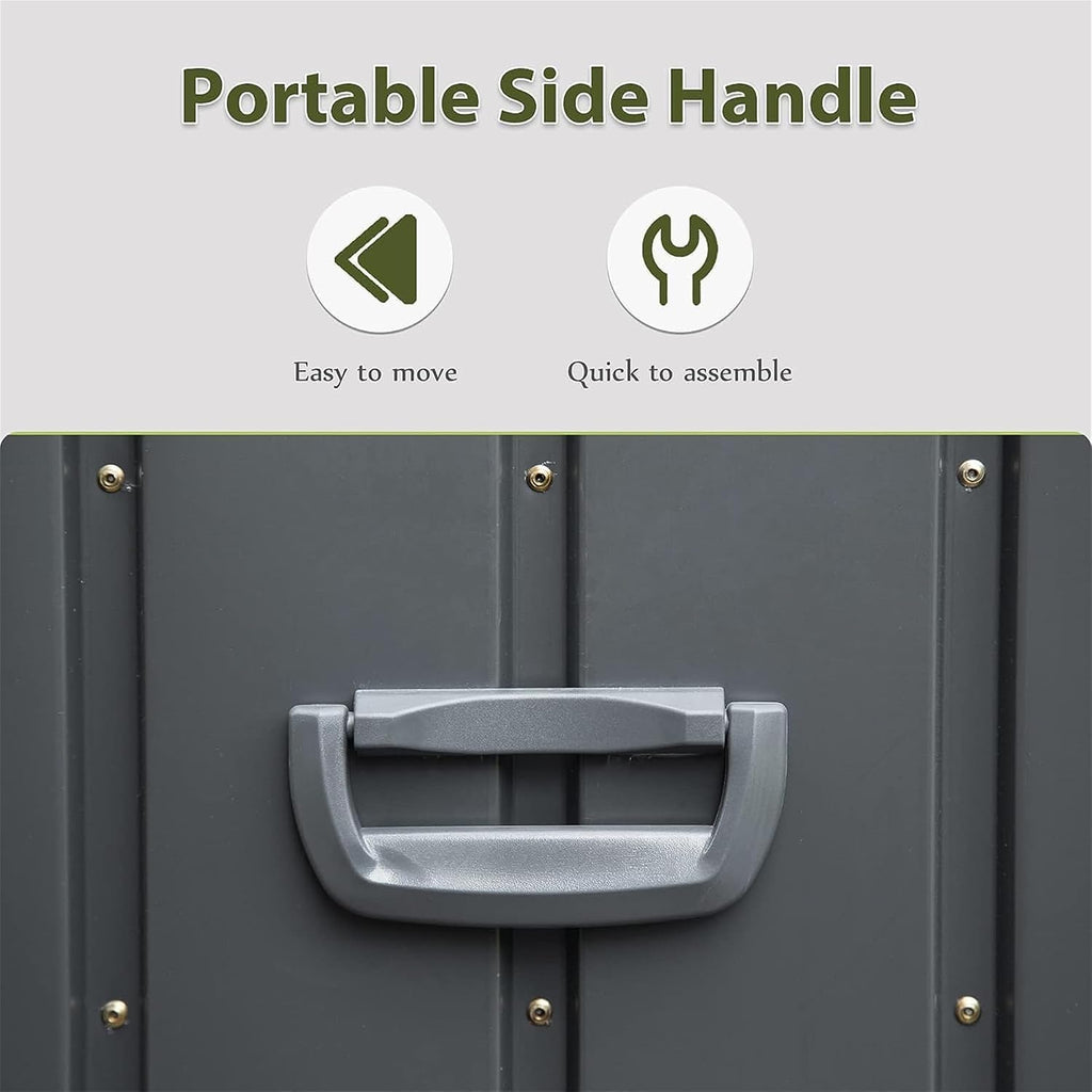 120 Gallon Metal Deck Box, Outdoor Storage Box Waterproof with Wheels, Lockable Storage Container for Patio Furniture Cushions Garden Tools, Dark Gray