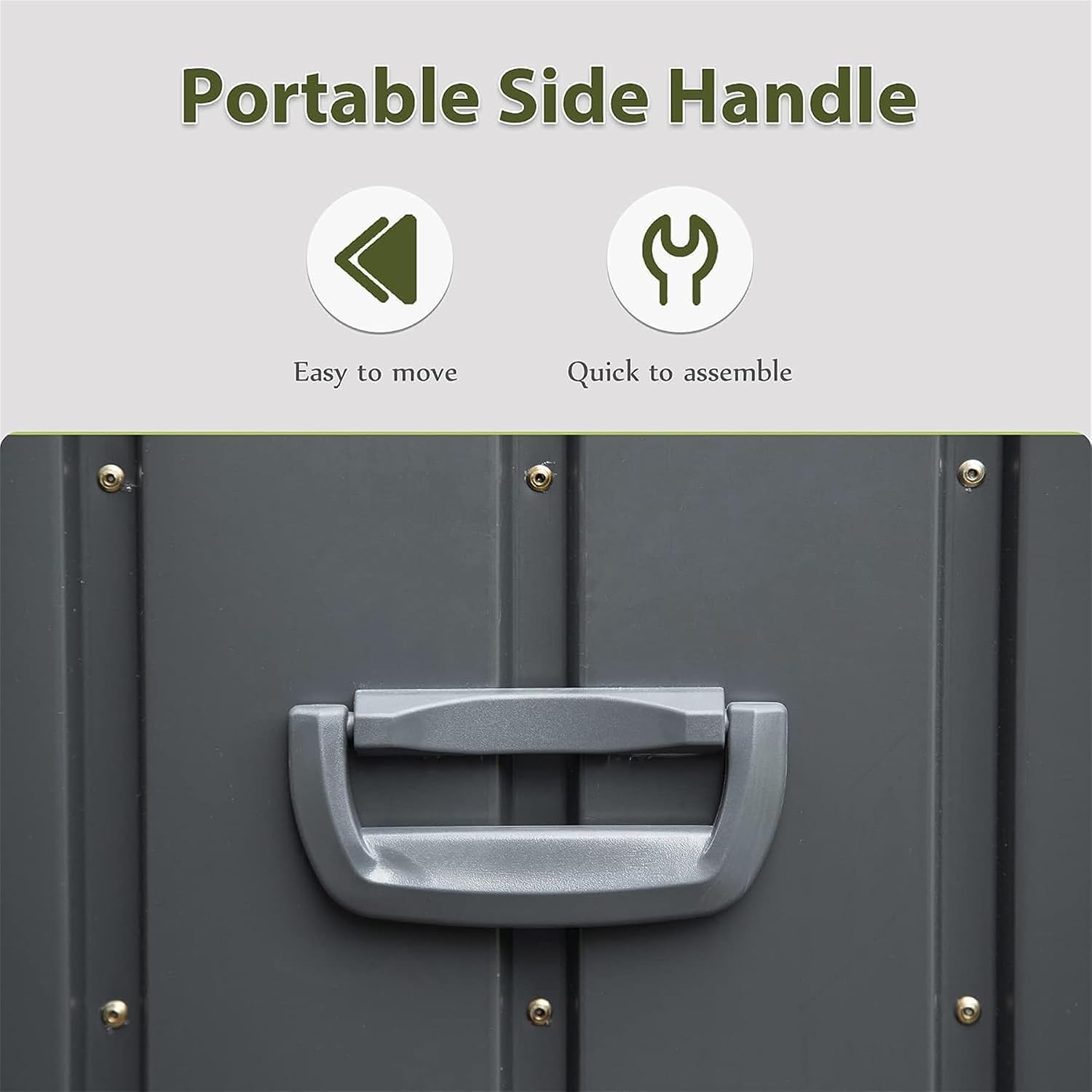 100 Gallon Metal Deck Box, Outdoor Storage Box Waterproof with Wheels, Lockable Storage Container for Patio Furniture Cushions Garden Tools, Dark Gray