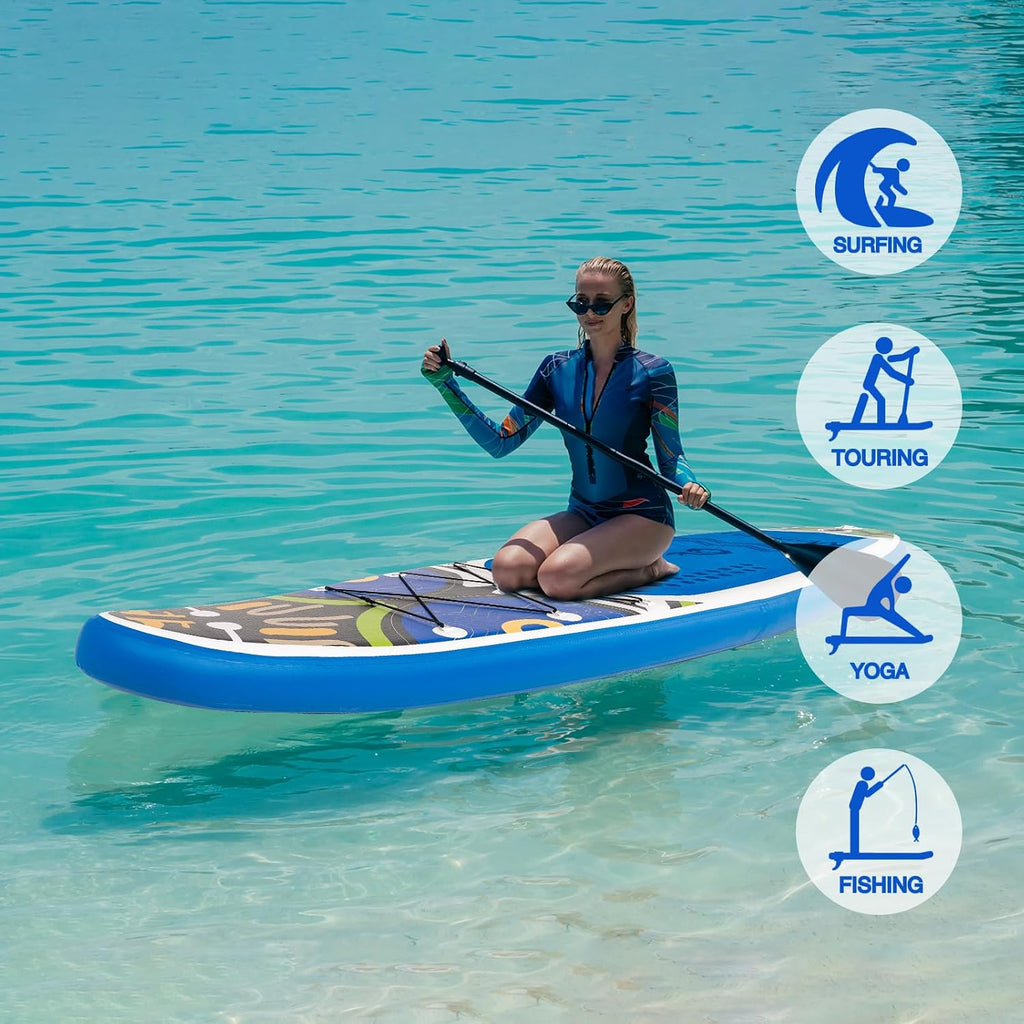 FEATH-R-LITE Inflatable Paddle Board Stand Up Paddleboards for Adults SUP with Premium Accessories Pump, Adjustable Paddle, Leash, Three Fins, Backpack